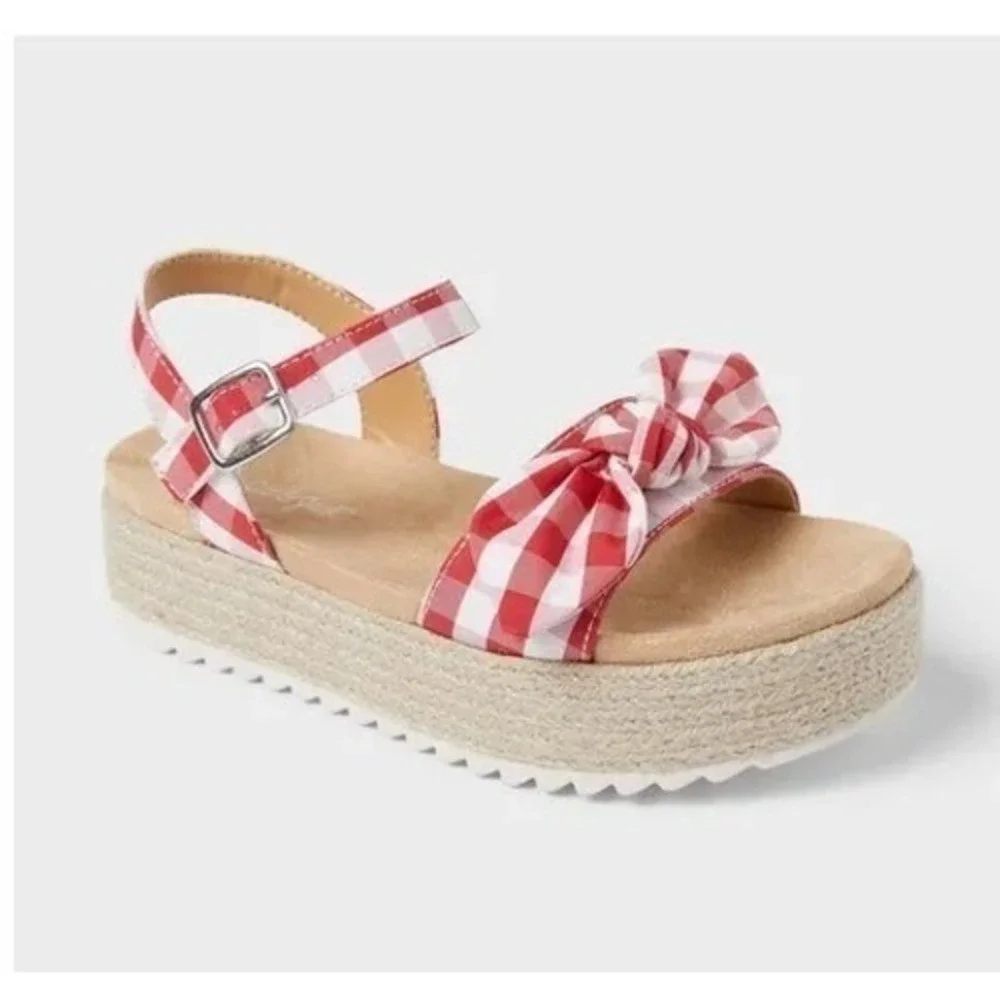 Little Girls Gingham Red Sandals by Cat‎ & Jack Daphne  Size 2 New With Tags